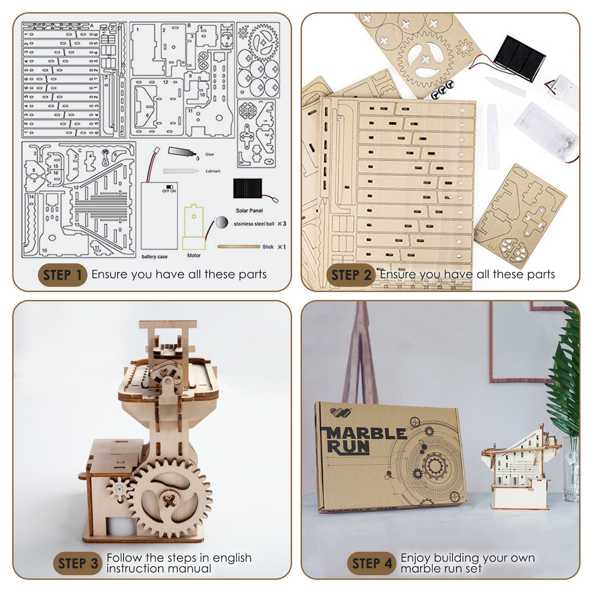 3D Wooden Puzzle Mechanical Gears Set DIY Assembly Model Kits Brain Teaser Games Building Set D8527