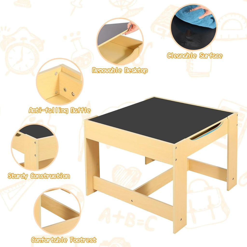 Kids Table and Chair Set with Storage Drawers K4414