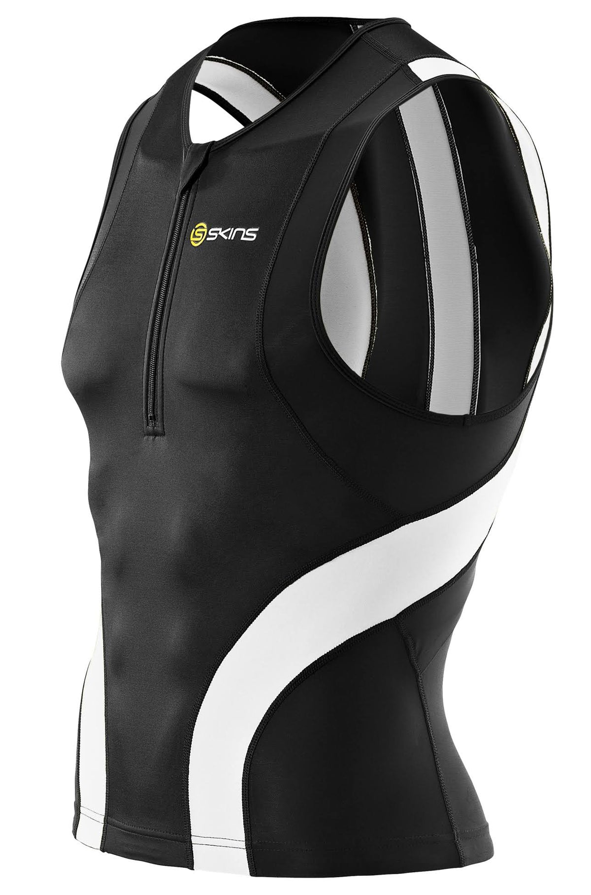 Compression Top with Zip Black/White S F821