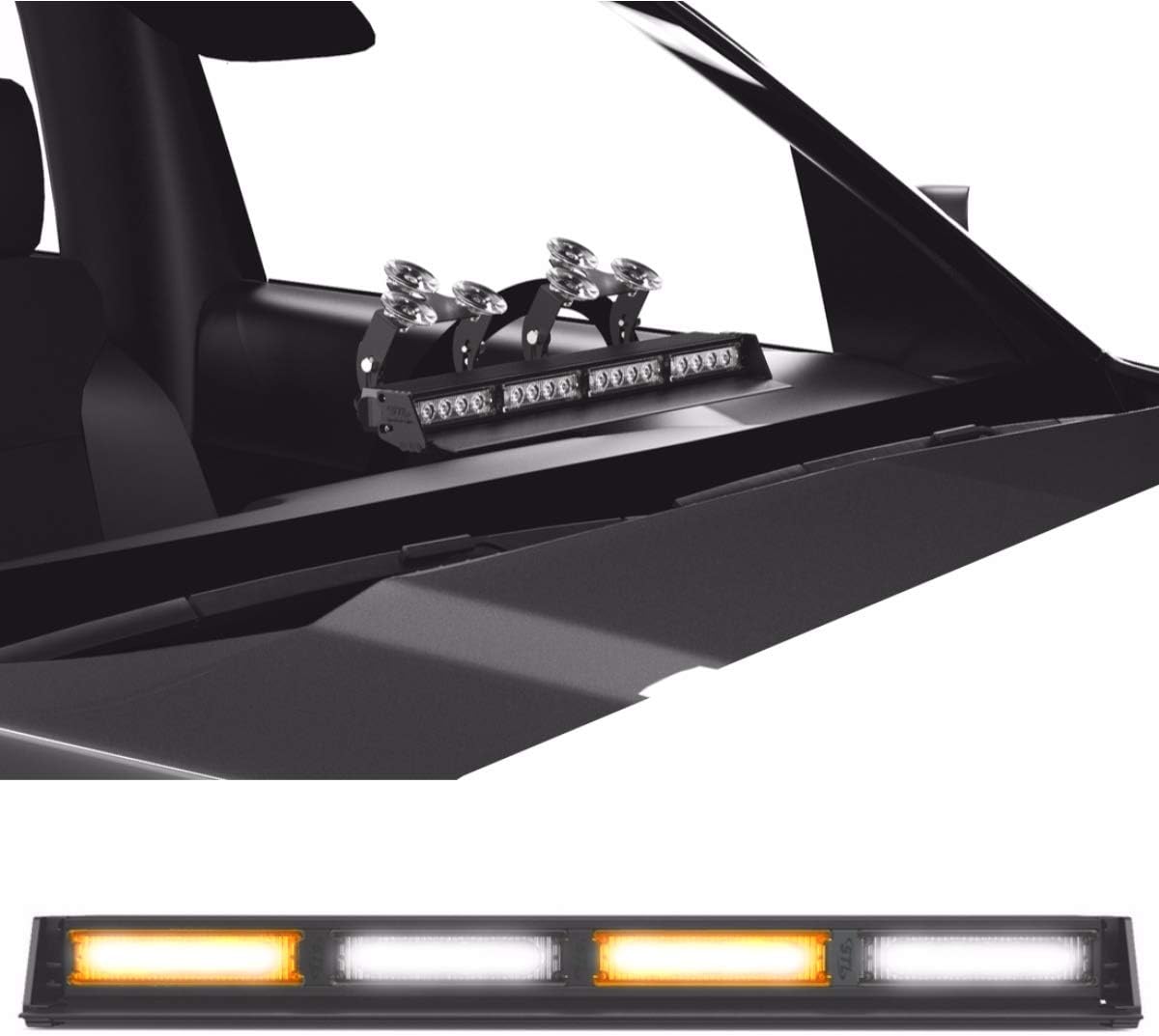 Blue/Blue 4 Head LED Strobe Light Bar with Cigarette Lighter Plug T704