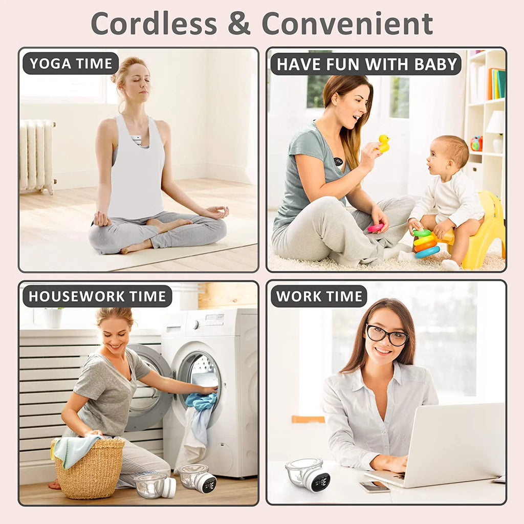 Wearable Portable Electric Breast Pump 3 Modes 9 Suction Levels White X10522
