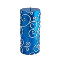 Blue Scroll Pillar Candle S25561