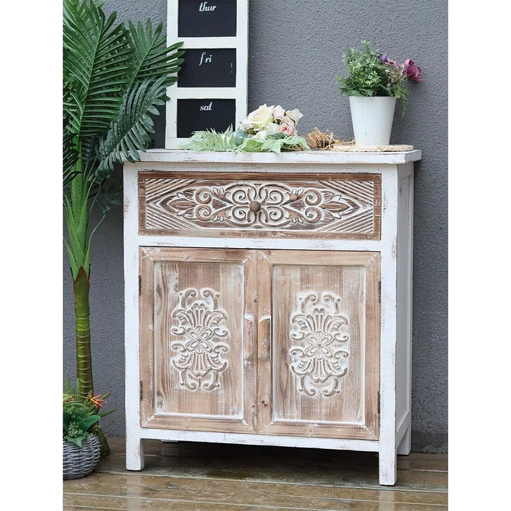 Wood Cabinet with 1 Drawer and 2 Doors V143