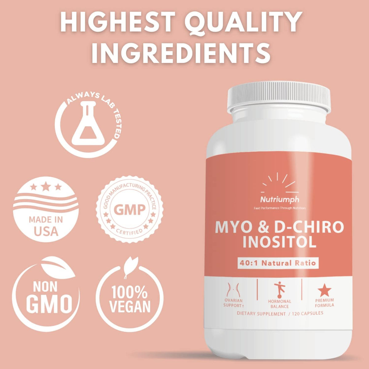 120 Capsules Myo Inositol and D Chiro Inositol Supplement S858