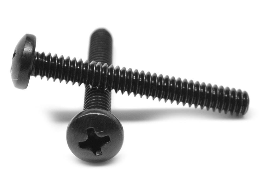 #10-24 x 1 1/4 Coarse Thread Machine Screw Phillips Pan Head Low Carbon Steel Black Oxide D987103