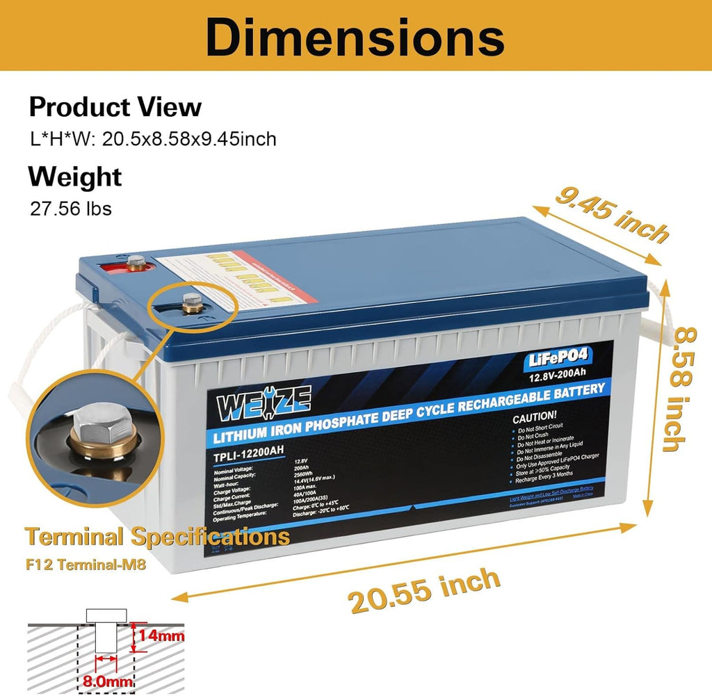 12V 200Ah LiFePO4 Lithium Battery with Smart BMS Y94763