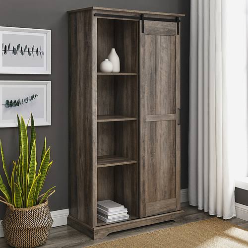 68" Sliding Door Storage Cabinet - Grey Wash Z3662