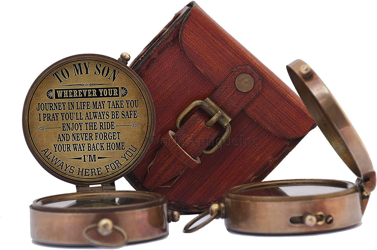 Antique Brass Compass with Case Y724791