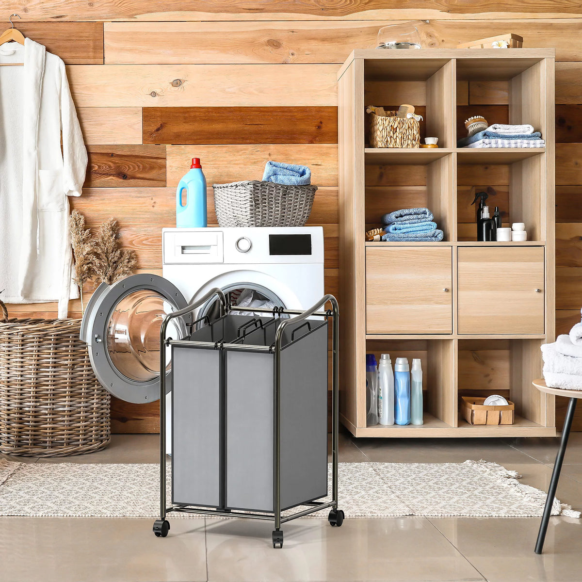 2 Bags Laundry Sorter Dark Grey Z543191