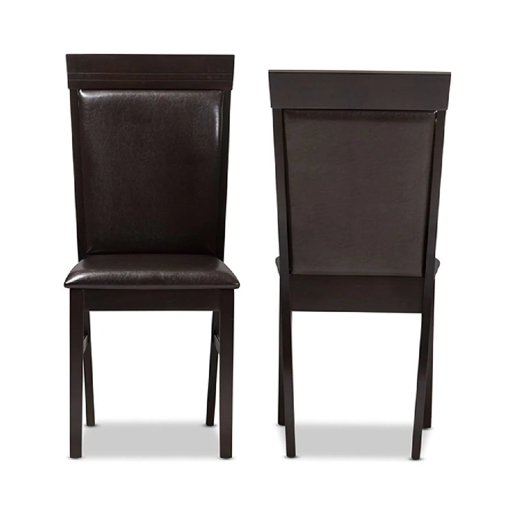 Dark Brown Faux Leather Dining Chair Set of 2 A68572