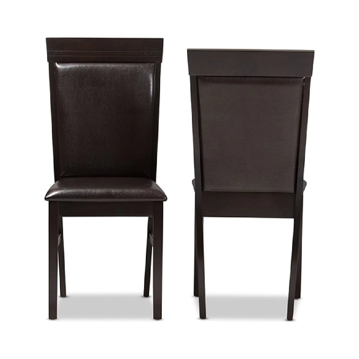 Dark Brown Faux Leather Dining Chair Set of 2 A68572
