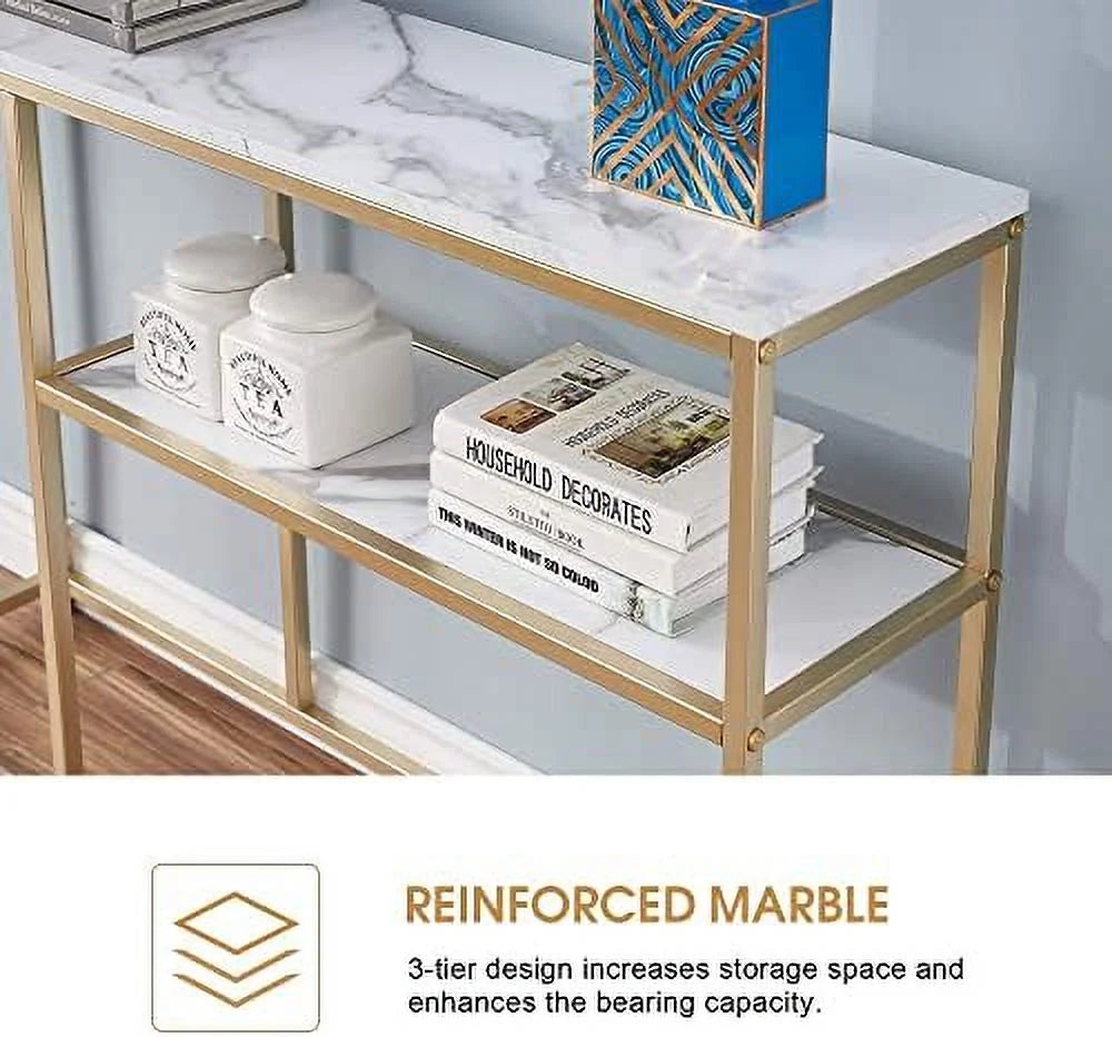 Narrow White Marble Console Table 47 inch M185