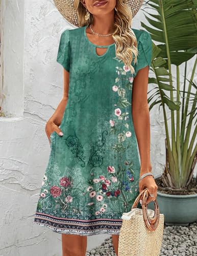 Casual A-Line Floral Mini Dress with Pockets N2666