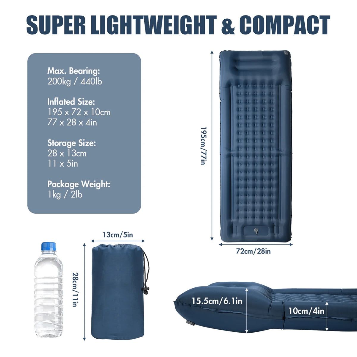 Inflatable Sleeping Pad 4 Inch Air Mattress Y272