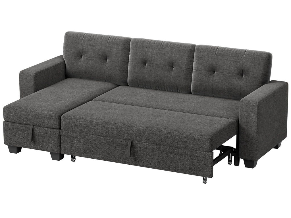 78.3'' W Convertible L-Shape Sofa with Storage Chaise and Pull-out Sofa Bed, Gray C503384
