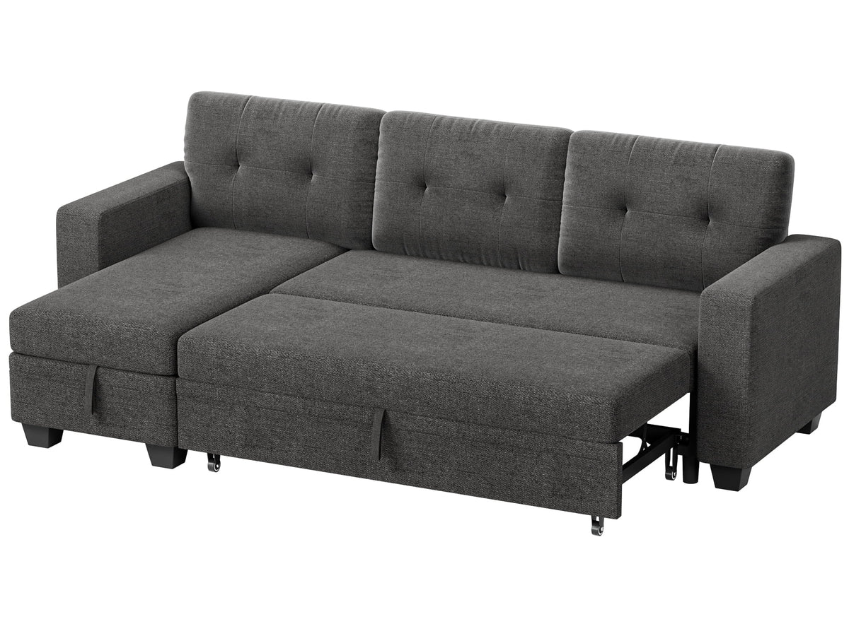 78.3'' W Convertible L-Shape Sofa with Storage Chaise and Pull-out Sofa Bed, Gray C503384