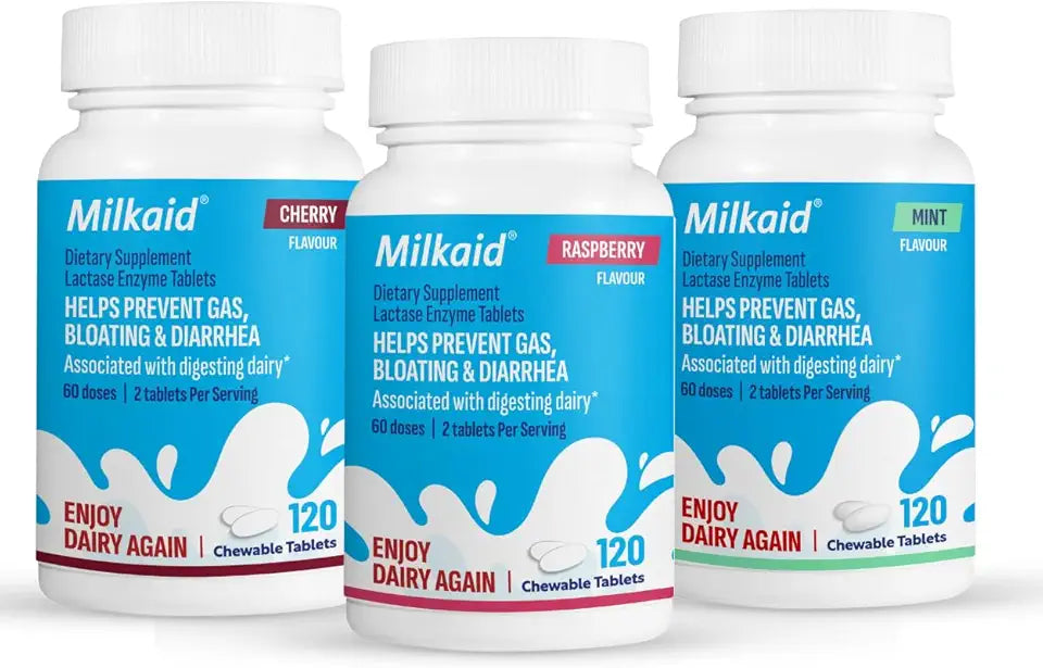 Chewable Lactase Enzyme Tablets Raspberry Mint Cherry 360 Tablets S8571