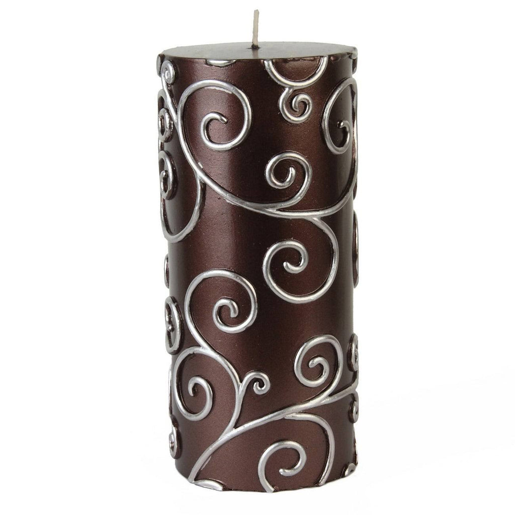 Blue Scroll Pillar Candle S25561