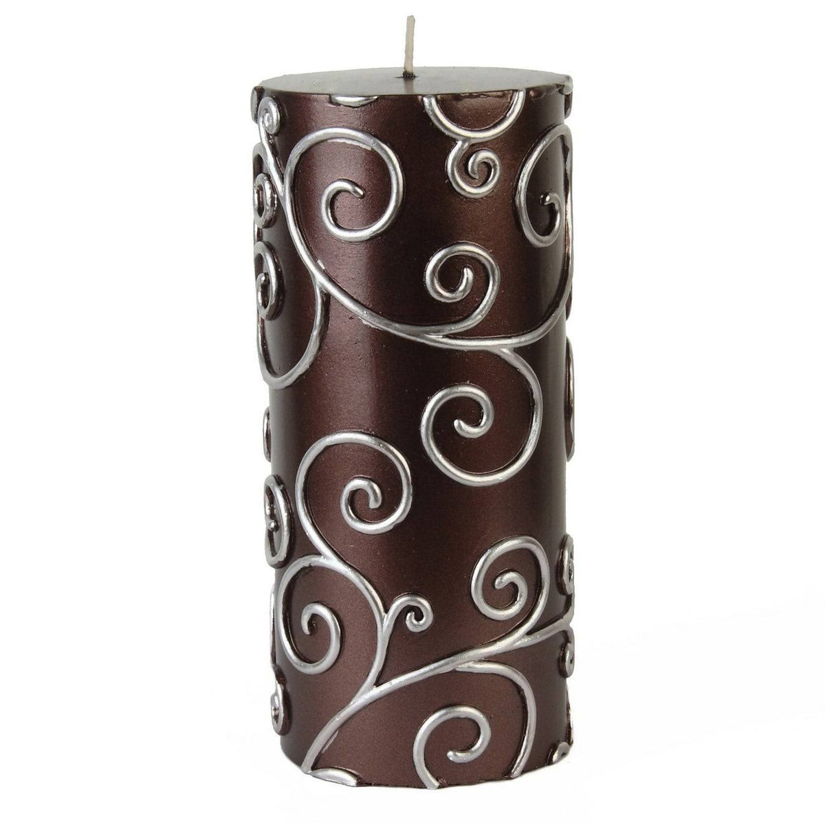 Blue Scroll Pillar Candle S25561