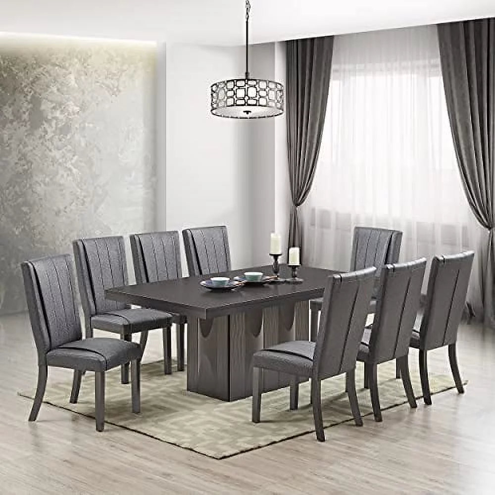 9-Piece Rectangular Pedestal Wood Dining Set V367611