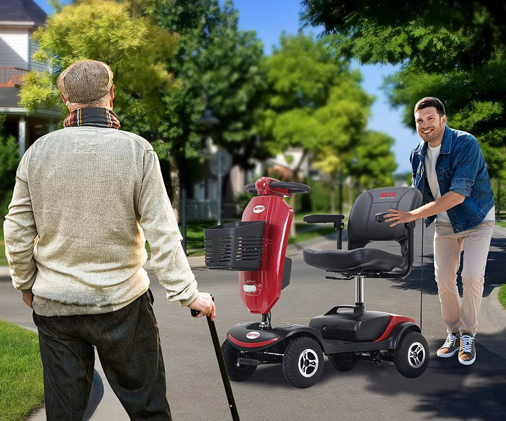 Folding 4 Wheels Mobility Scooter with USB Charging Port, Windshield, LED Light - Red P289
