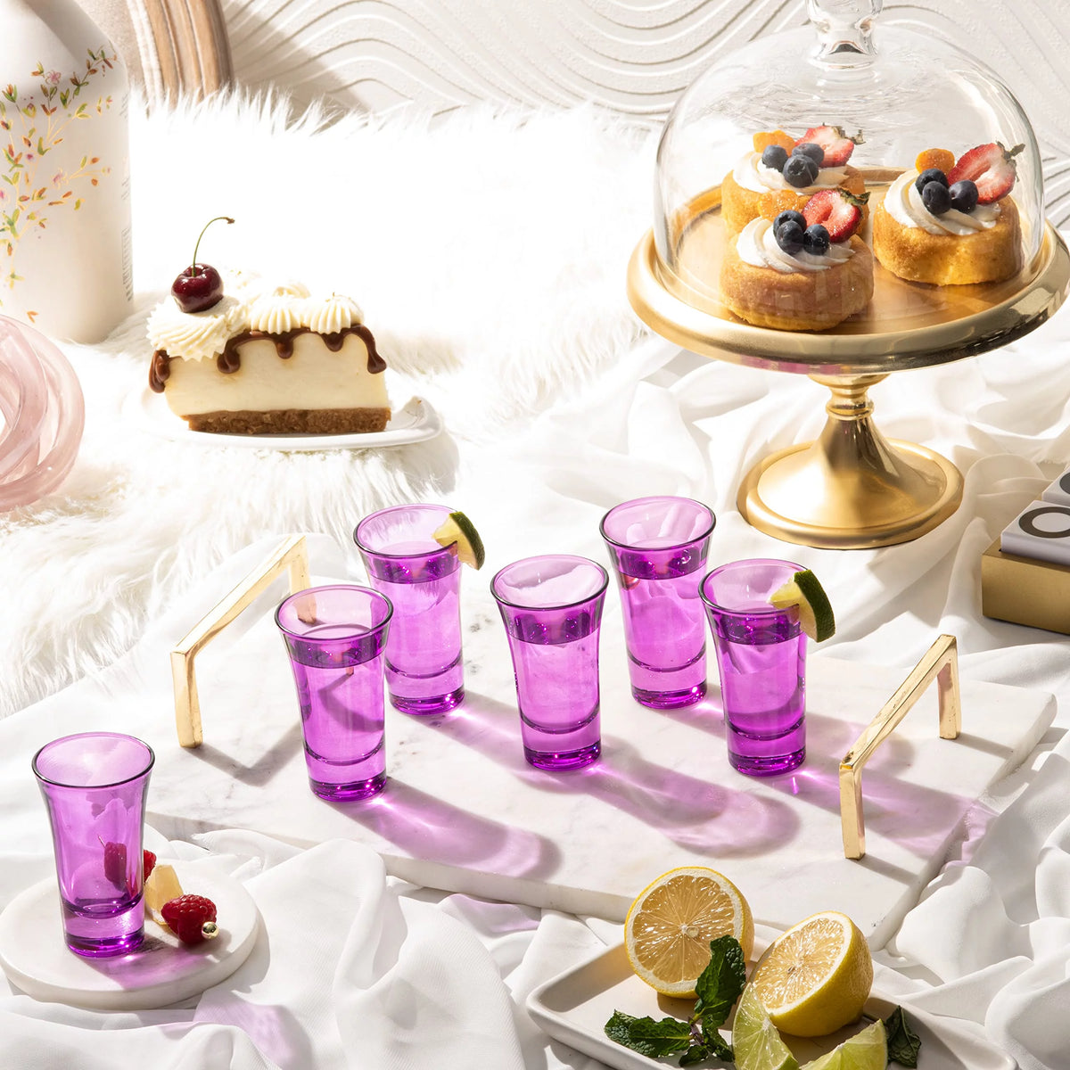 Purple 2 Oz Set of 6 Colored Shot Glasses B18270