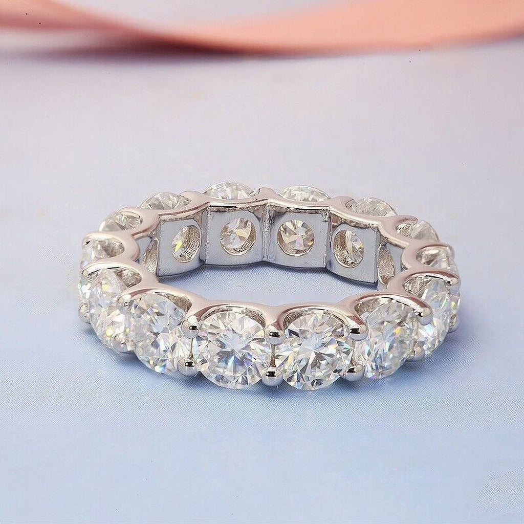 14K White Gold Plated Moissanite Eternity Band Ring G861246