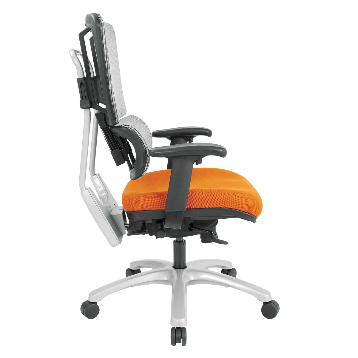 Grey Mesh Back Chair with Silver Base, Orange B302