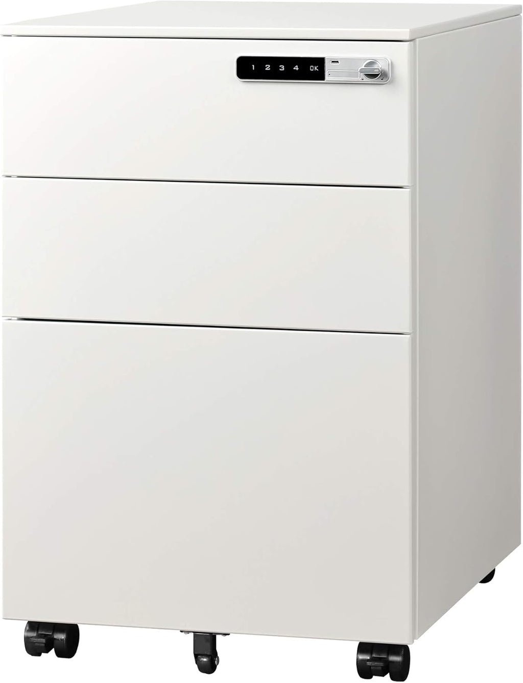 White 3-Drawer Mobile File Cabinet V29915