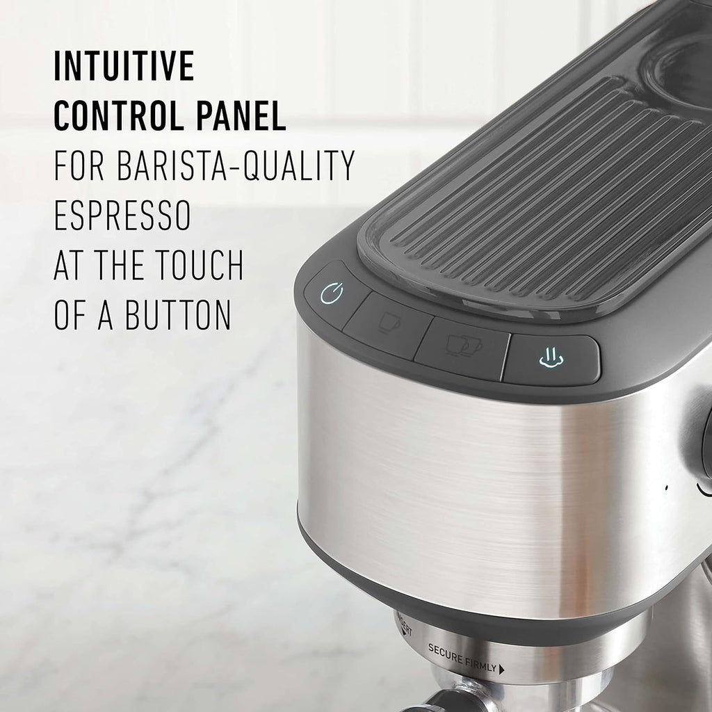Compact Espresso Machine with Milk Frother, Stainless Steel Q247345