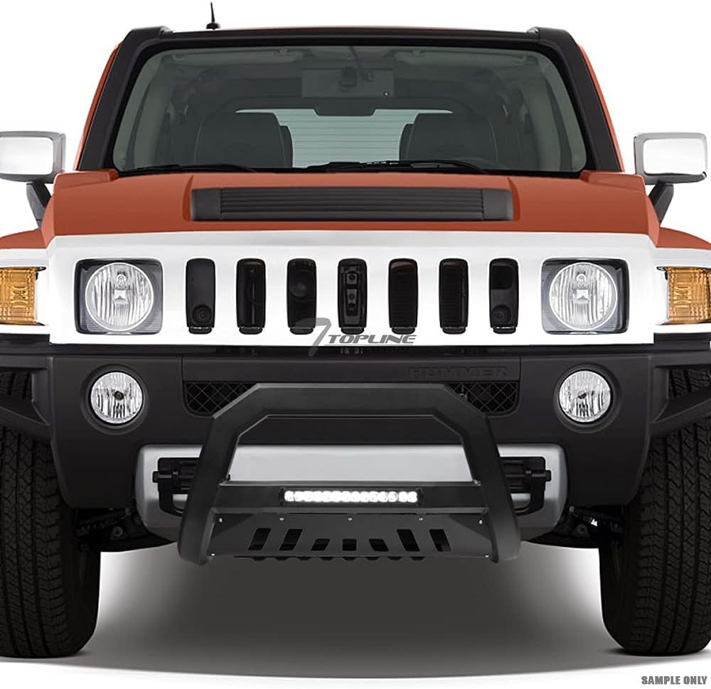 Matte Black Aluminum LED Light Bar Front Bumper Guard With Skid Plate D5333