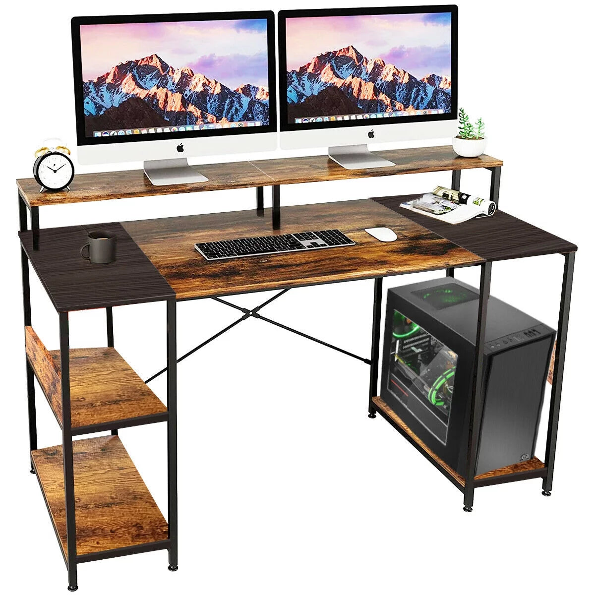 Computer Desk with Monitor Stand & Shelves Z547