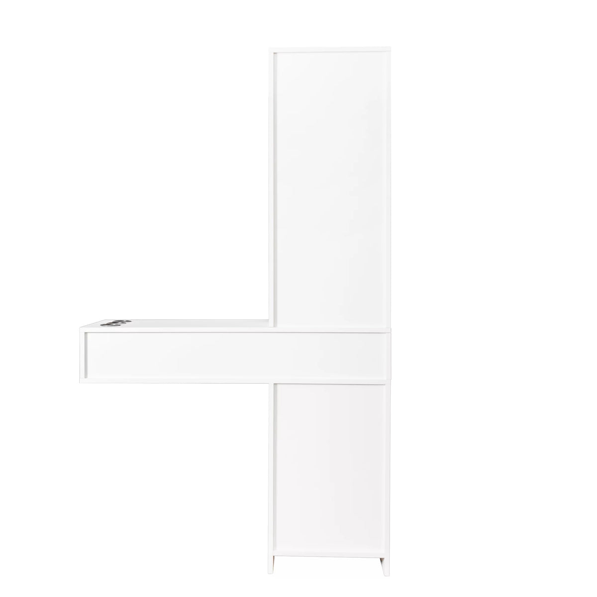 White Wall Mount Salon Station with 3 Tier Shelf and Drawers S948000