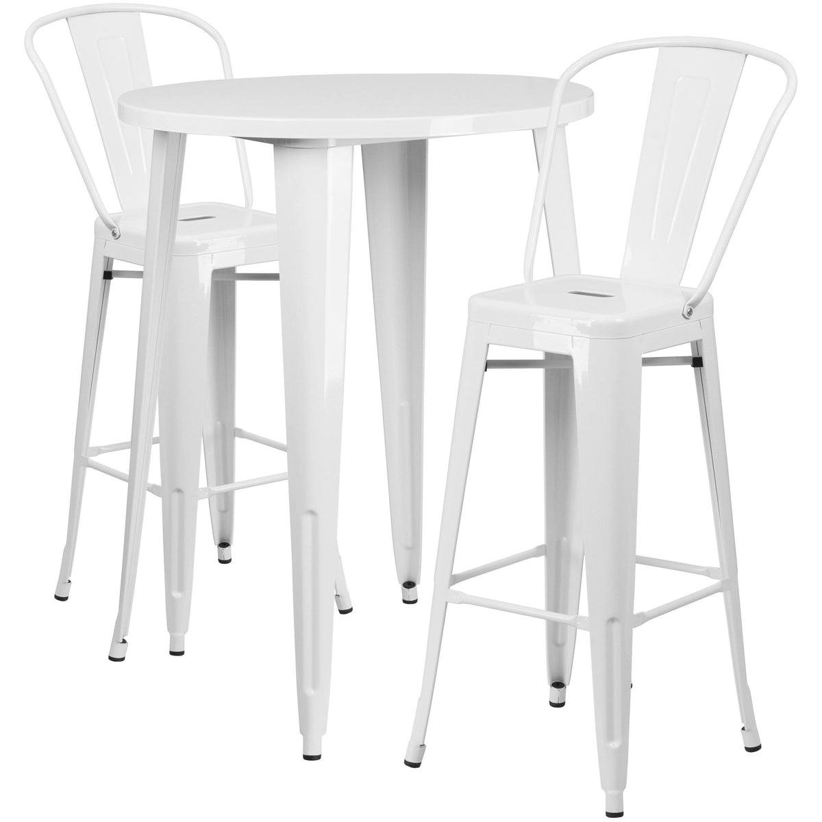 Round Green Metal Bar Table Set with 2 Stools W9918