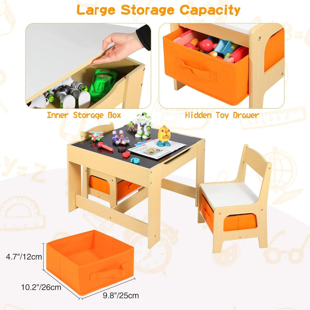 Kids Table and Chair Set with Storage Drawers K4414