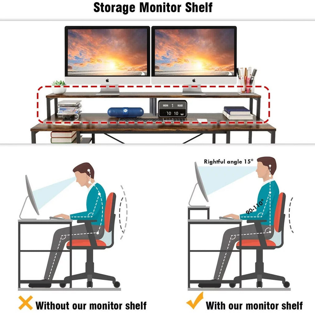 Computer Desk with Monitor Stand & Shelves Z547