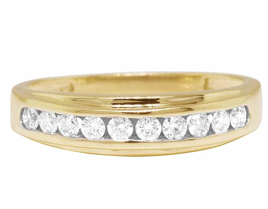 14K Yellow Gold Diamond Channel Wedding Band Ring 5MM P33542