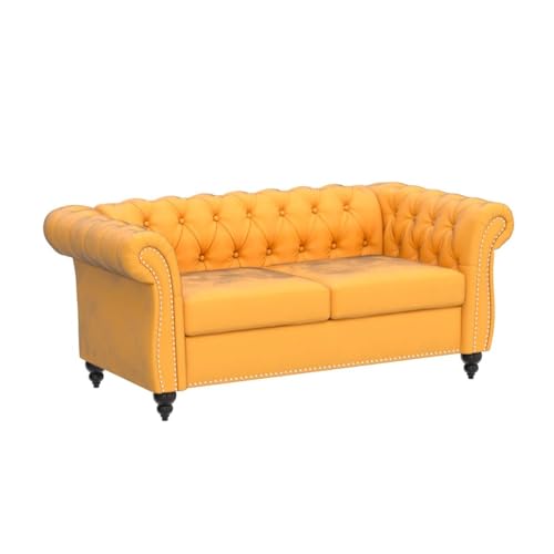 Traditional Chesterfield Velvet Loveseat Sofa with Nailhead Trim K344