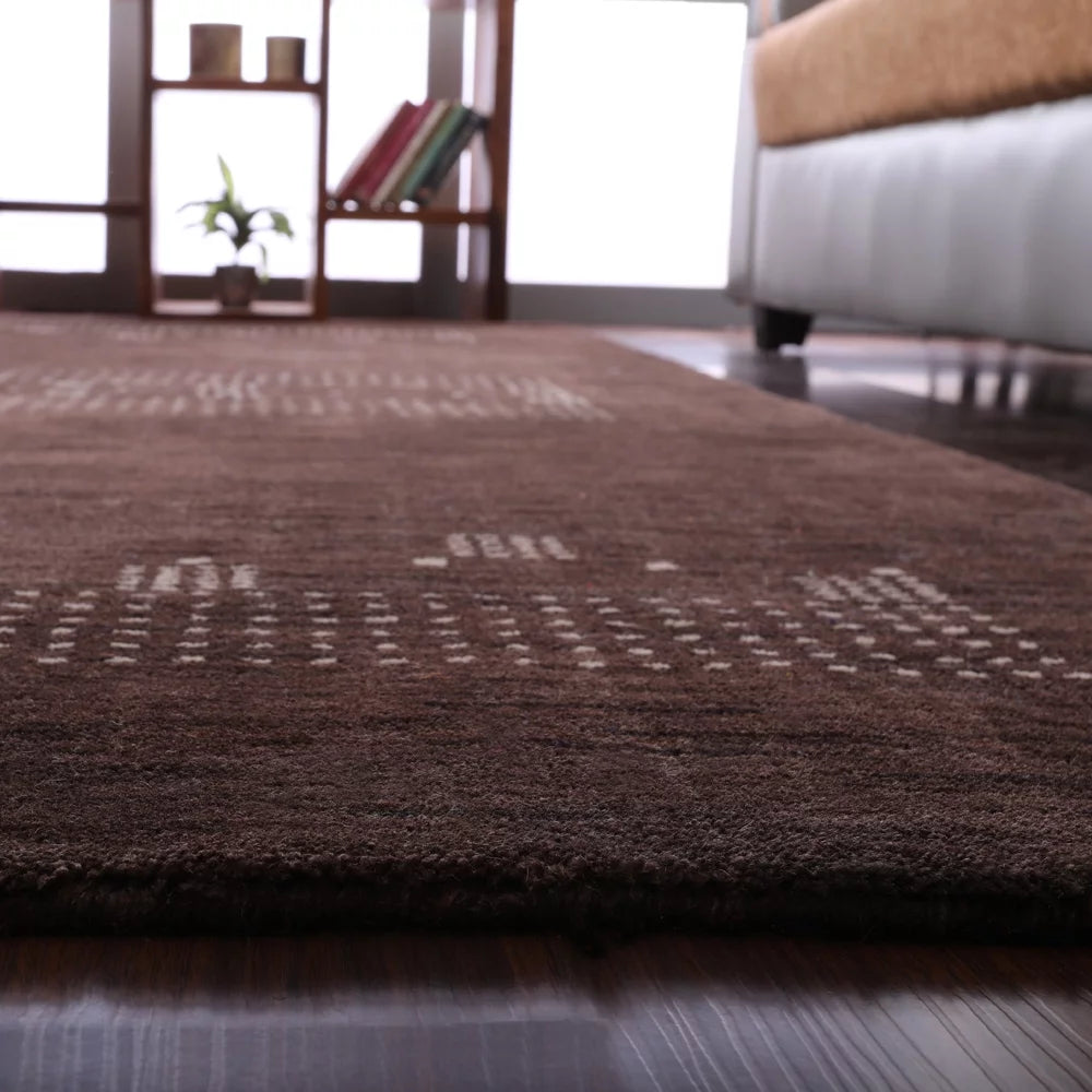 Hand Knotted Wool Area Rug Brown 3'x5' Q3097