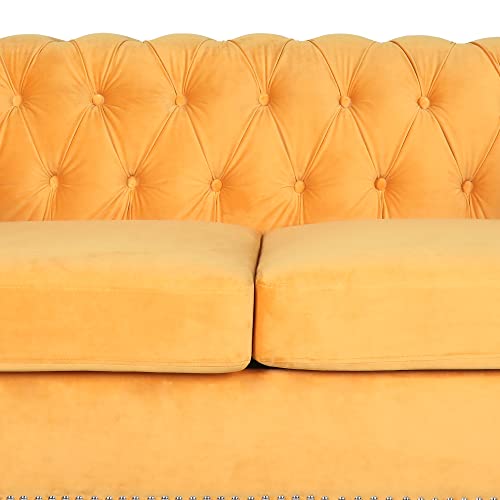 Traditional Chesterfield Velvet Loveseat Sofa with Nailhead Trim K344