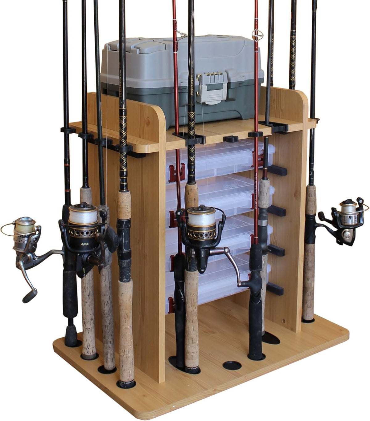 14 Fishing Rod Rack with 4 Utility Box Storage Capacity & Dual Rod Clips, Pack of 2 D7464