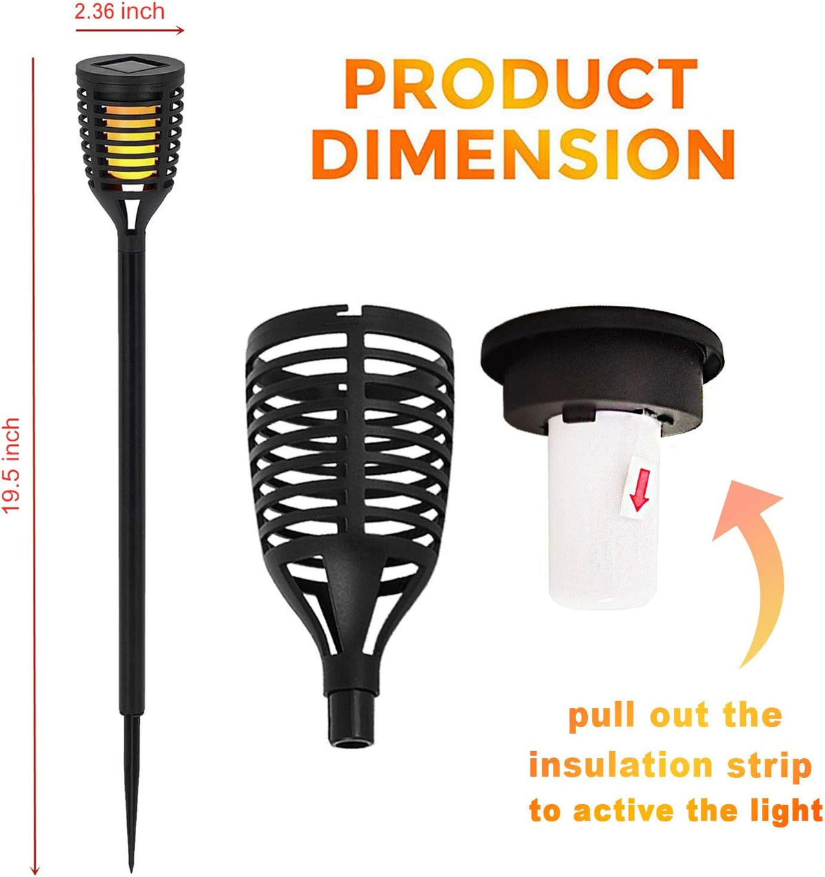 18PK Mini Solar Tiki Torches With Dancing Flickering Flame A420