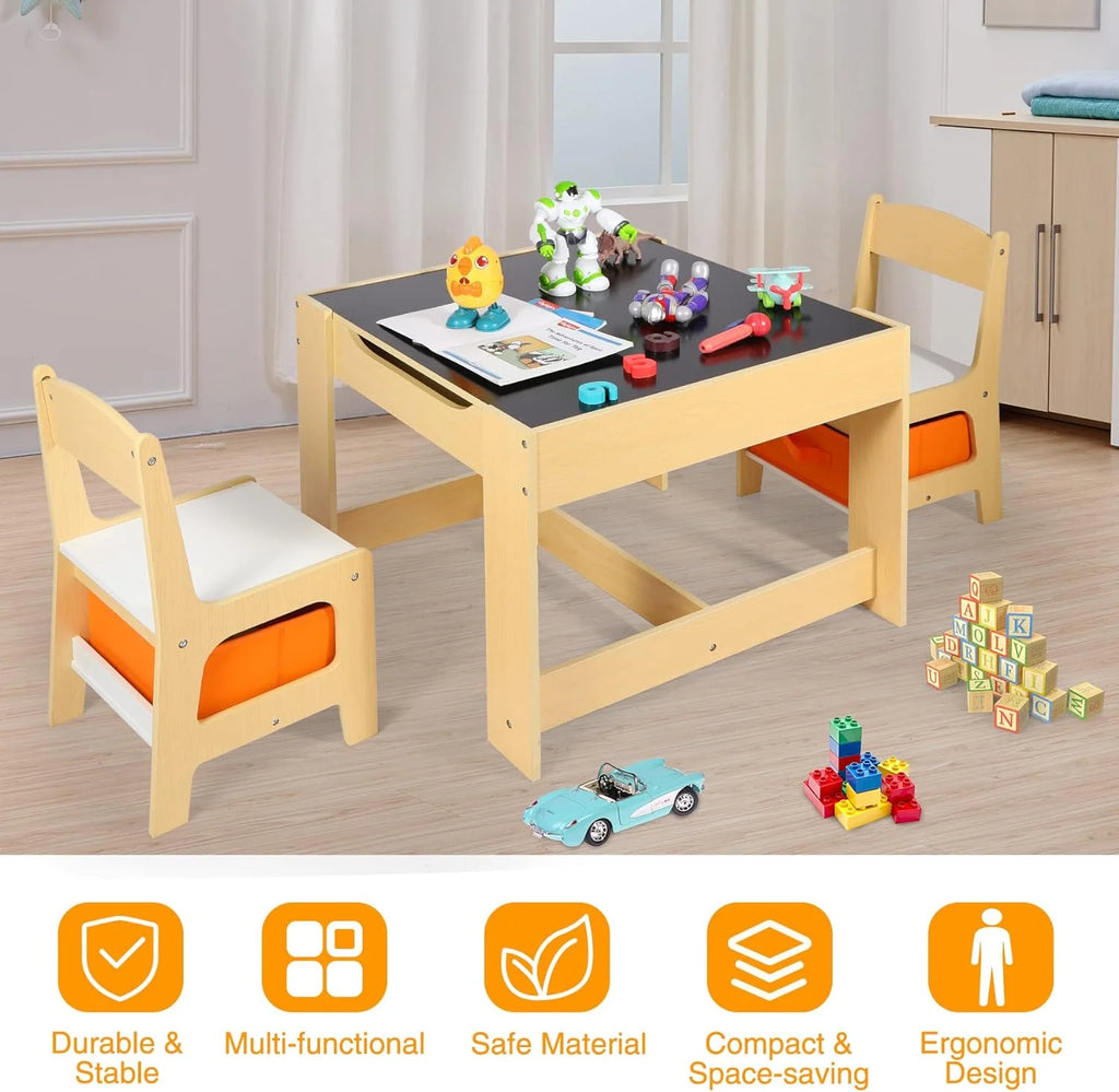 Kids Table and Chair Set with Storage Drawers K4414