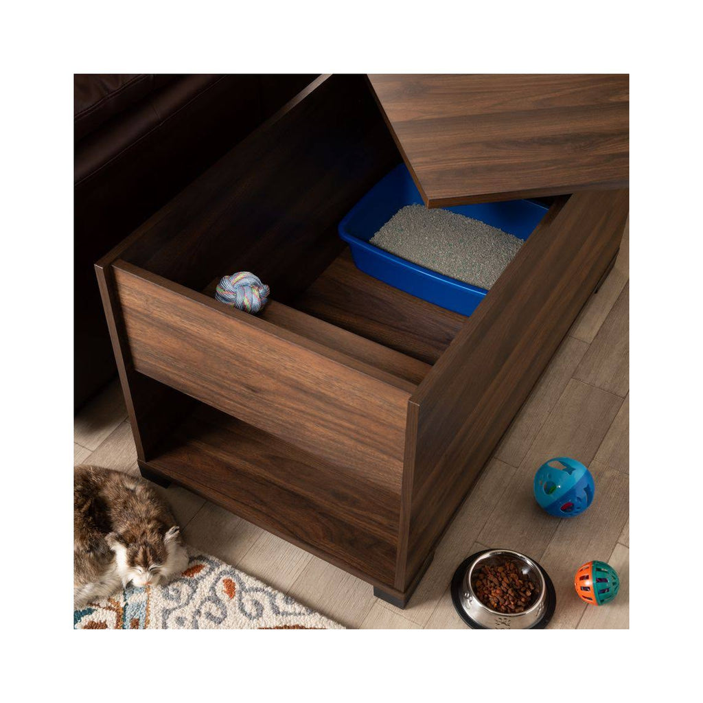 Walnut Brown Finished Cat Litter Box Cover House D8611