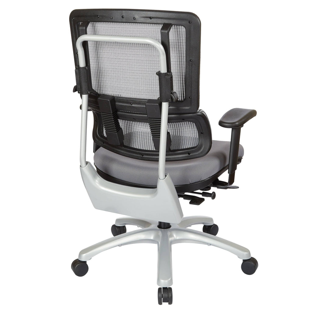 Grey Mesh Back Chair with Silver Base, Orange B302