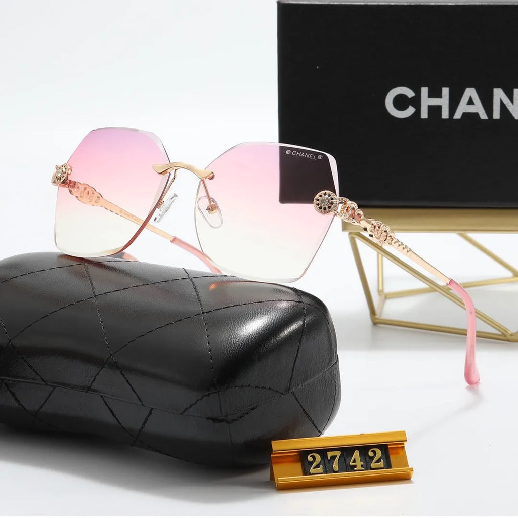 Frameless Rhinestone Flower Polarized Sunglasses E547