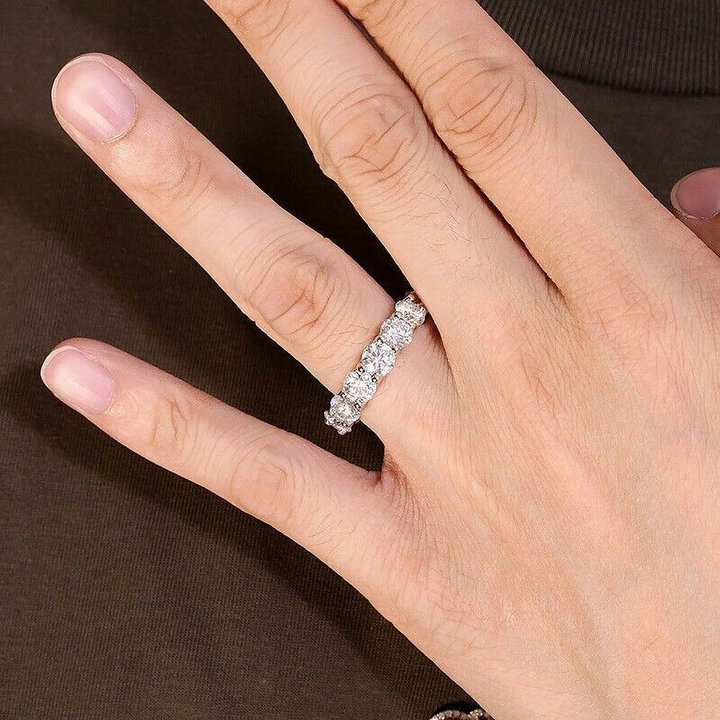 14K White Gold Plated Moissanite Eternity Band Ring G861246