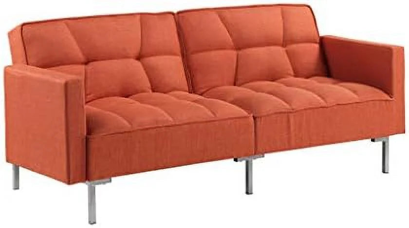 Modern Linen Convertible Futon Sofa Bed 2-in-1 Sleeper Sofa with 2 Pillows N330846
