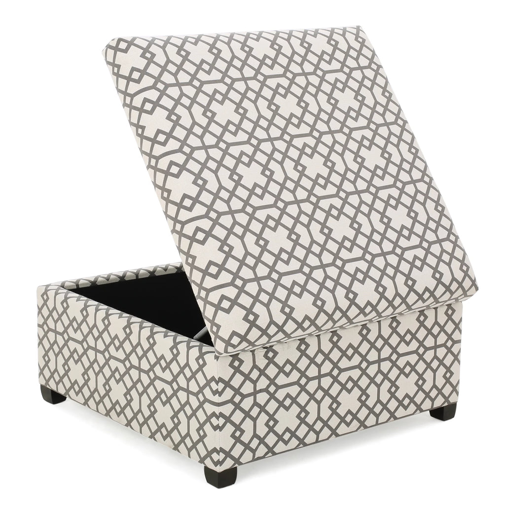 Grey Fabric Storage Ottoman V5509