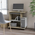 White and Sonoma Oak Computer Desk with Keyboard Tray B6755